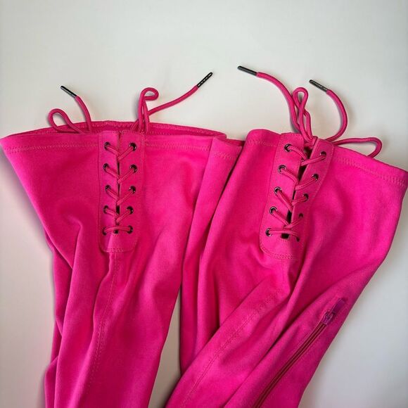 Torrid Over the Knee Platform Boots - Hot Pink - Size 12 Wide Width - Picture 6 of 12